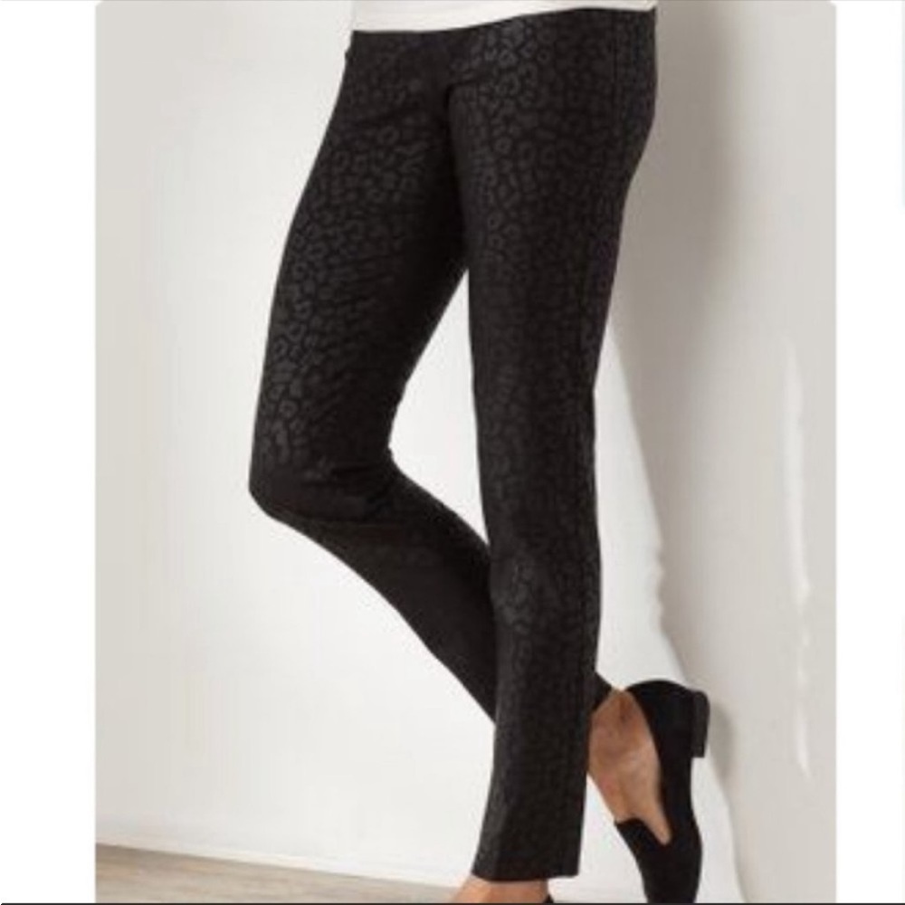 Soft Surroundings Womens Leopard Leggings Size L Pull On